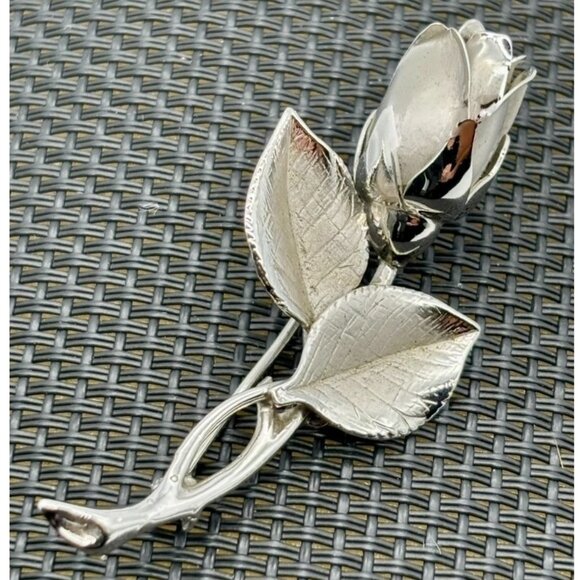 Harry S. Bick Jewelry - Beautiful Sterling Silver Rosebud Brooch, Harry S. Bick, Signed "HSB" "Sterling"